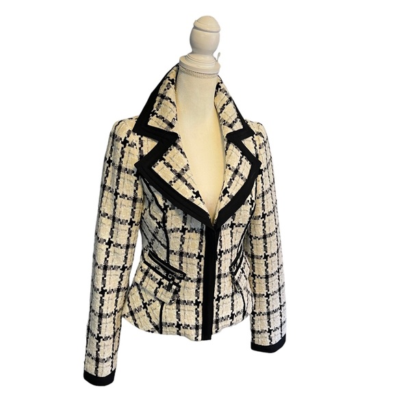White House Black Market Jackets & Blazers - WHBM Black and White Tweed Notched Collar Jacket